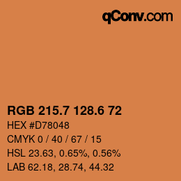 カラーコード: RGB 215.7 128.6 72 | qconv.com