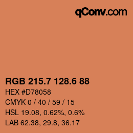 カラーコード: RGB 215.7 128.6 88 | qconv.com