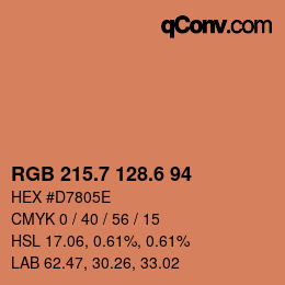カラーコード: RGB 215.7 128.6 94 | qconv.com
