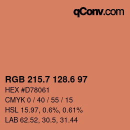 カラーコード: RGB 215.7 128.6 97 | qconv.com
