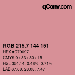 カラーコード: RGB 215.7 144 151 | qconv.com
