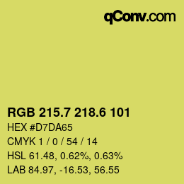 カラーコード: RGB 215.7 218.6 101 | qconv.com