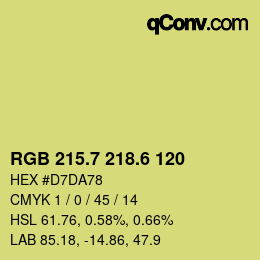 カラーコード: RGB 215.7 218.6 120 | qconv.com