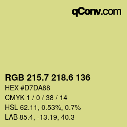 カラーコード: RGB 215.7 218.6 136 | qconv.com