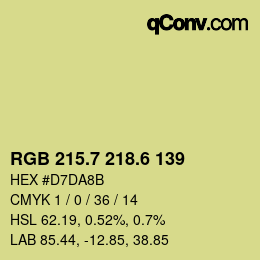 カラーコード: RGB 215.7 218.6 139 | qconv.com