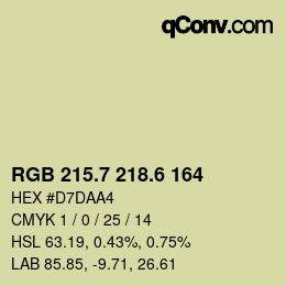 カラーコード: RGB 215.7 218.6 164 | qconv.com