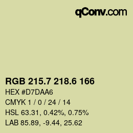 カラーコード: RGB 215.7 218.6 166 | qconv.com