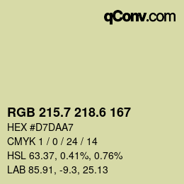 カラーコード: RGB 215.7 218.6 167 | qconv.com