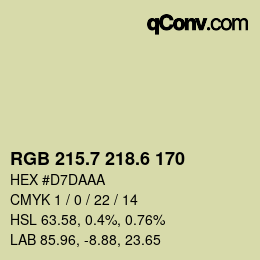 カラーコード: RGB 215.7 218.6 170 | qconv.com