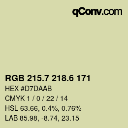 カラーコード: RGB 215.7 218.6 171 | qconv.com
