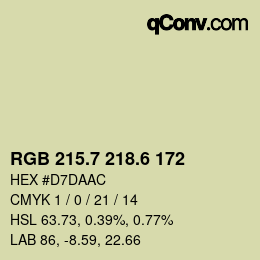 カラーコード: RGB 215.7 218.6 172 | qconv.com