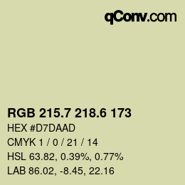 カラーコード: RGB 215.7 218.6 173 | qconv.com