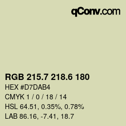 カラーコード: RGB 215.7 218.6 180 | qconv.com