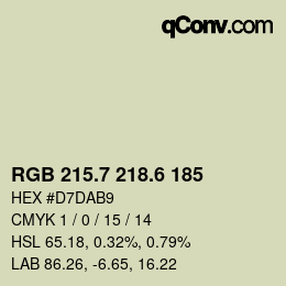 カラーコード: RGB 215.7 218.6 185 | qconv.com
