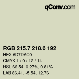 カラーコード: RGB 215.7 218.6 192 | qconv.com