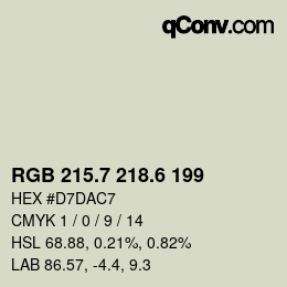 カラーコード: RGB 215.7 218.6 199 | qconv.com