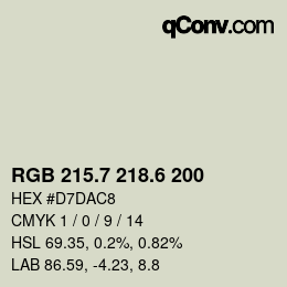 カラーコード: RGB 215.7 218.6 200 | qconv.com