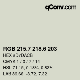 カラーコード: RGB 215.7 218.6 203 | qconv.com