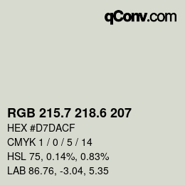 カラーコード: RGB 215.7 218.6 207 | qconv.com
