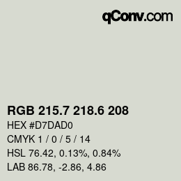カラーコード: RGB 215.7 218.6 208 | qconv.com