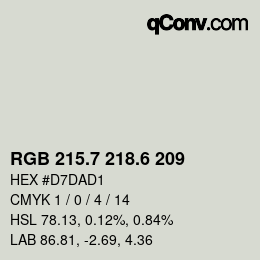 カラーコード: RGB 215.7 218.6 209 | qconv.com