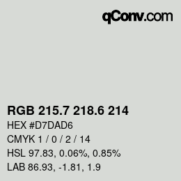 カラーコード: RGB 215.7 218.6 214 | qconv.com