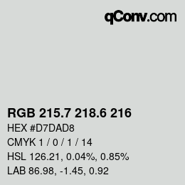カラーコード: RGB 215.7 218.6 216 | qconv.com