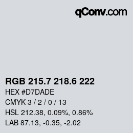 カラーコード: RGB 215.7 218.6 222 | qconv.com