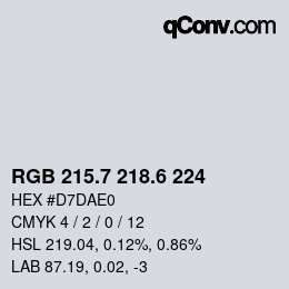 カラーコード: RGB 215.7 218.6 224 | qconv.com