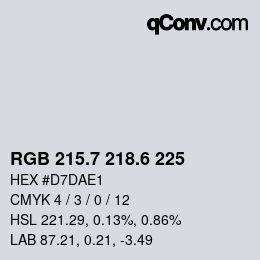 カラーコード: RGB 215.7 218.6 225 | qconv.com