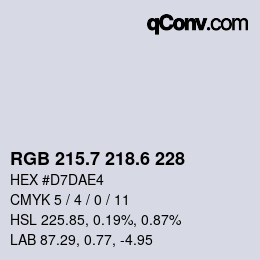 カラーコード: RGB 215.7 218.6 228 | qconv.com