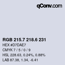カラーコード: RGB 215.7 218.6 231 | qconv.com