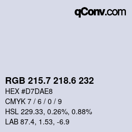 カラーコード: RGB 215.7 218.6 232 | qconv.com
