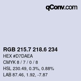カラーコード: RGB 215.7 218.6 234 | qconv.com