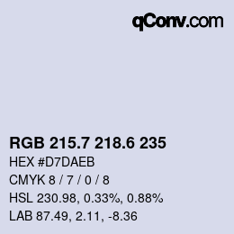 カラーコード: RGB 215.7 218.6 235 | qconv.com