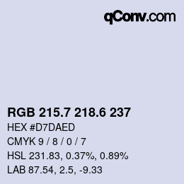 カラーコード: RGB 215.7 218.6 237 | qconv.com