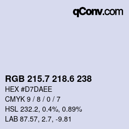 カラーコード: RGB 215.7 218.6 238 | qconv.com