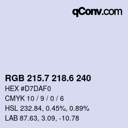 カラーコード: RGB 215.7 218.6 240 | qconv.com