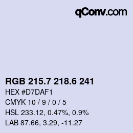 カラーコード: RGB 215.7 218.6 241 | qconv.com