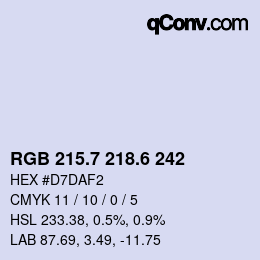 カラーコード: RGB 215.7 218.6 242 | qconv.com