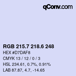 カラーコード: RGB 215.7 218.6 248 | qconv.com