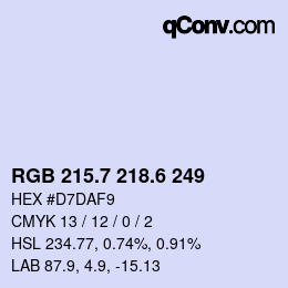 カラーコード: RGB 215.7 218.6 249 | qconv.com