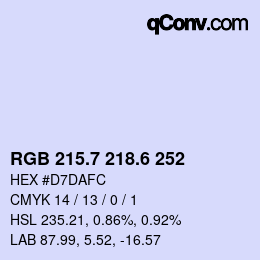 カラーコード: RGB 215.7 218.6 252 | qconv.com