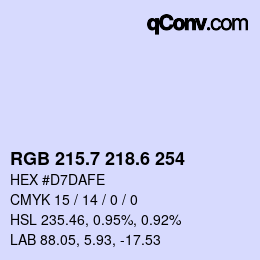 カラーコード: RGB 215.7 218.6 254 | qconv.com