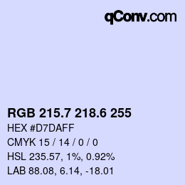 カラーコード: RGB 215.7 218.6 255 | qconv.com