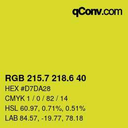 カラーコード: RGB 215.7 218.6 40 | qconv.com