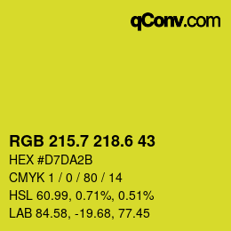 カラーコード: RGB 215.7 218.6 43 | qconv.com