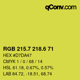 カラーコード: RGB 215.7 218.6 71 | qconv.com