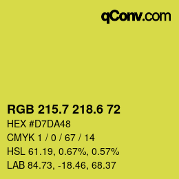 カラーコード: RGB 215.7 218.6 72 | qconv.com
