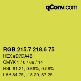 カラーコード: RGB 215.7 218.6 75 | qconv.com